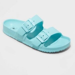 Turquoise Blue Double Strap Sandals